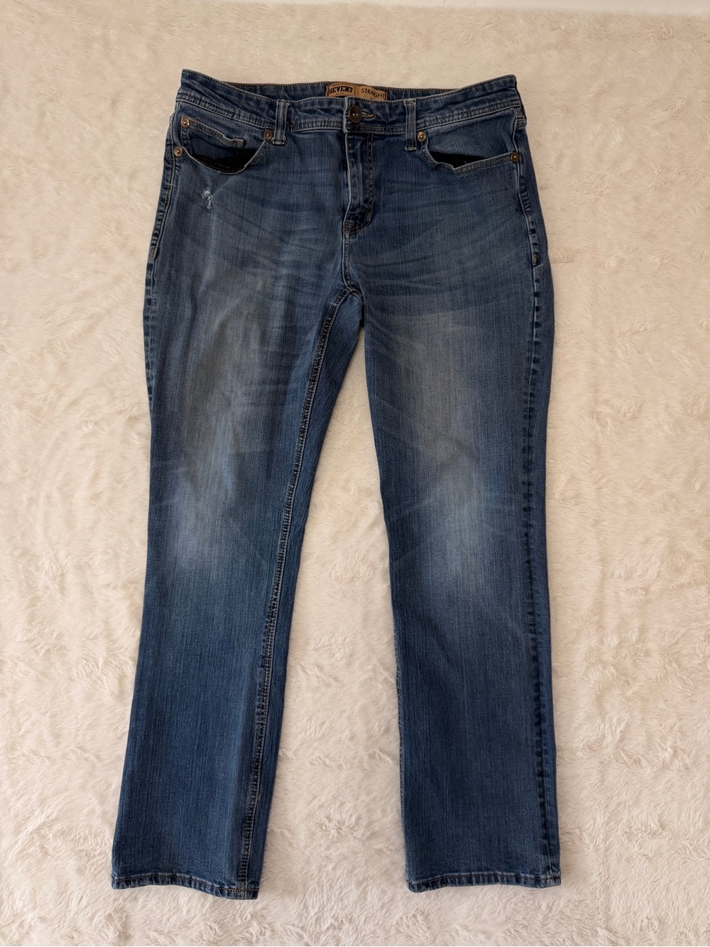 Seven7 Premium Denim Mens Straight Fit Jeans W36 L32 Sayville Dark Wash Stretch